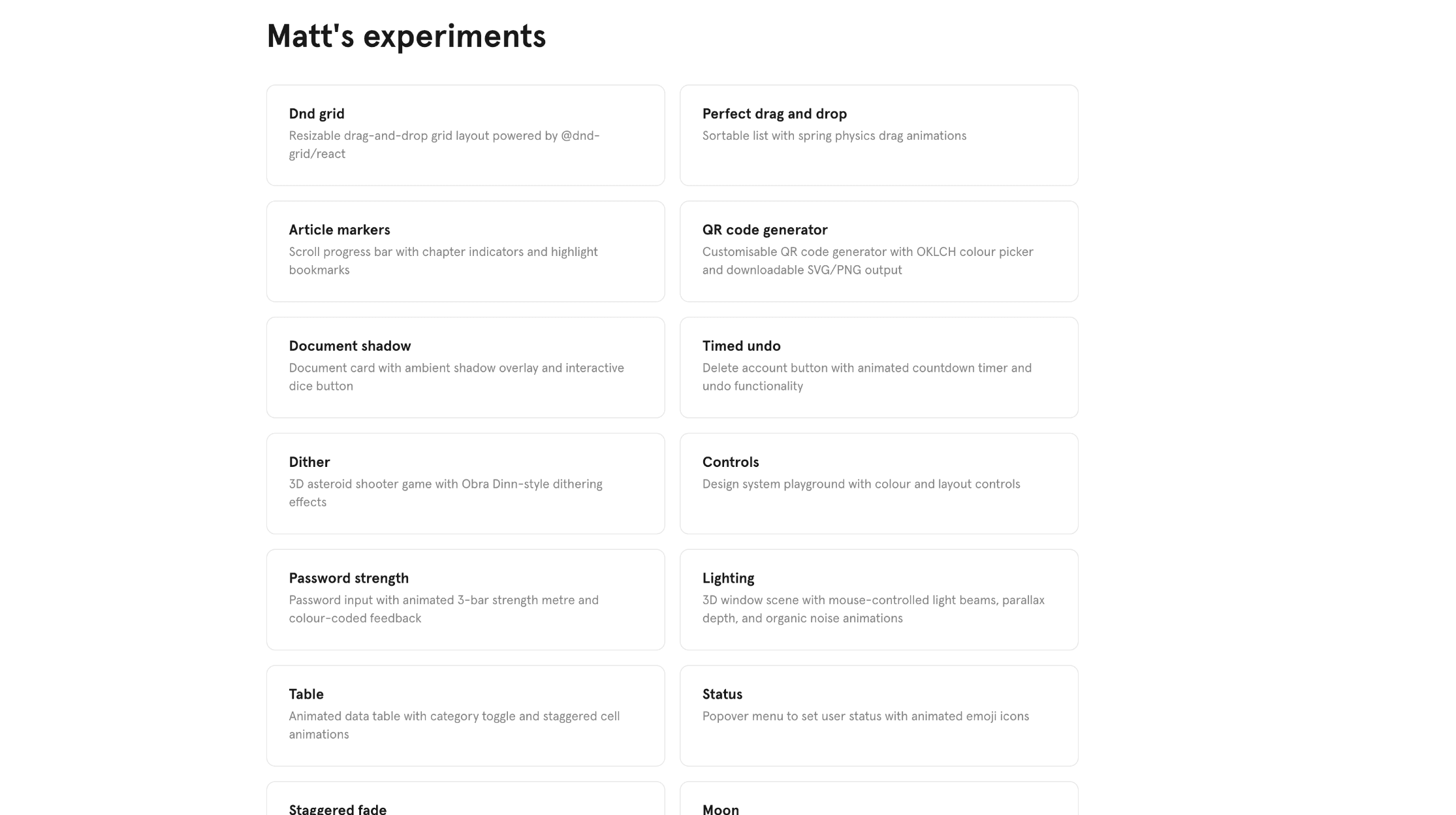 Matt's Experiments